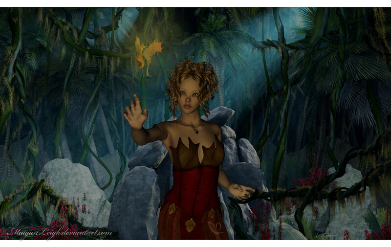 fantasy girl in jungle