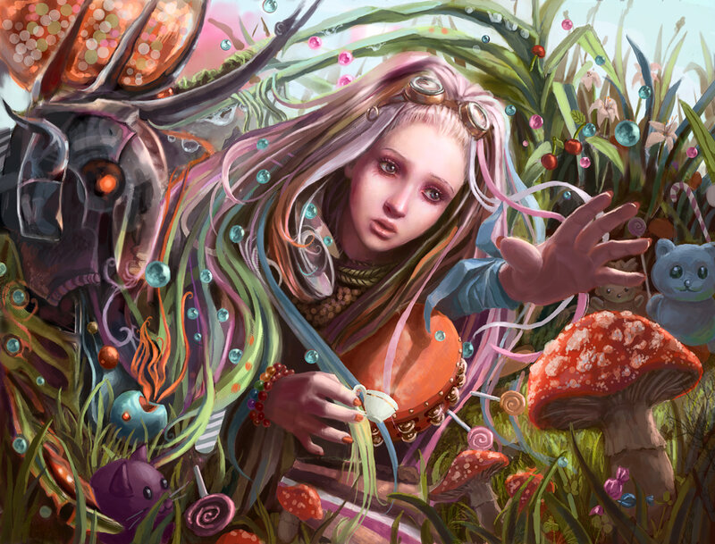 fantasy girl in magical garden
