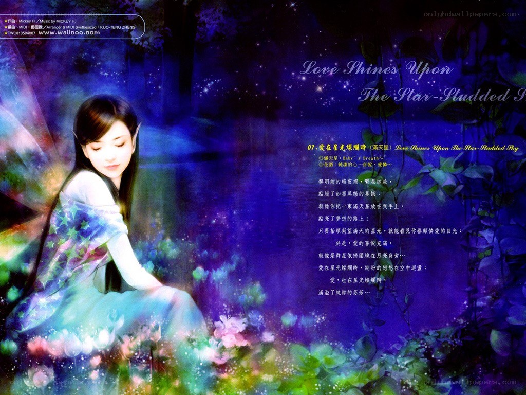 Fantasy girl in starry night
