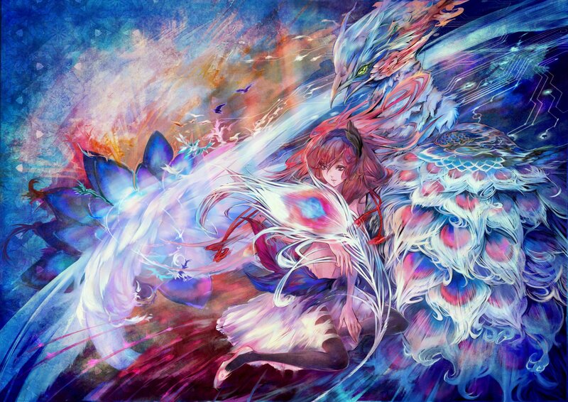 fantasy girl with bird companion