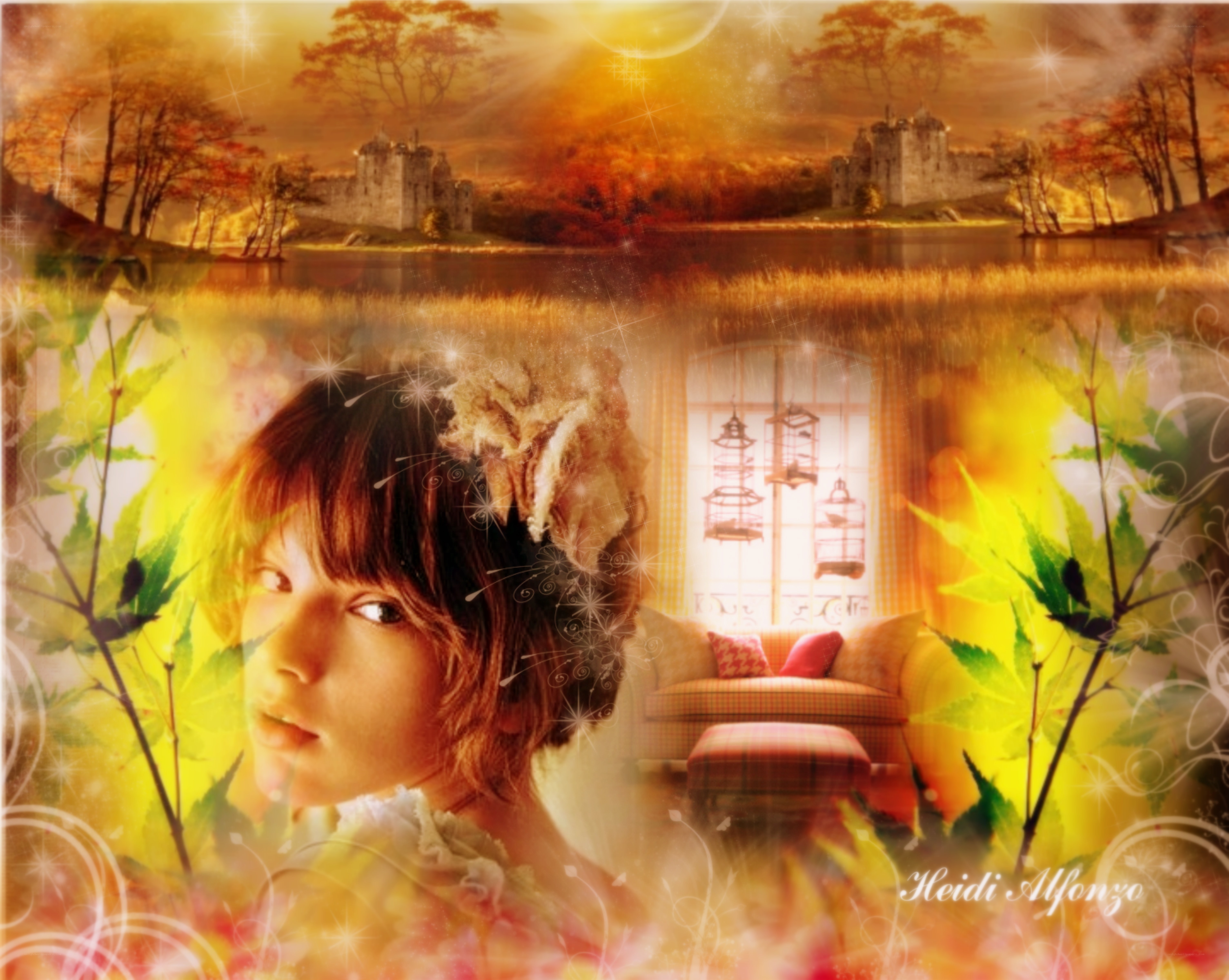 fantasy girl with castle backdrop