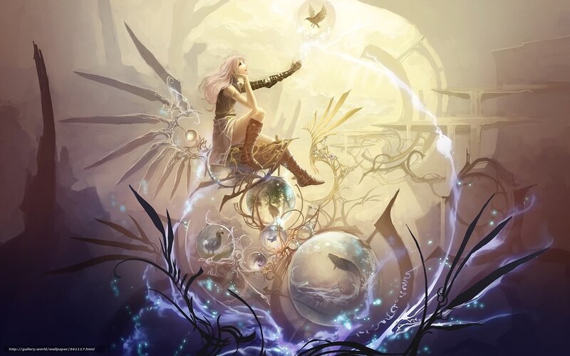 fantasy girl with glowing orbs