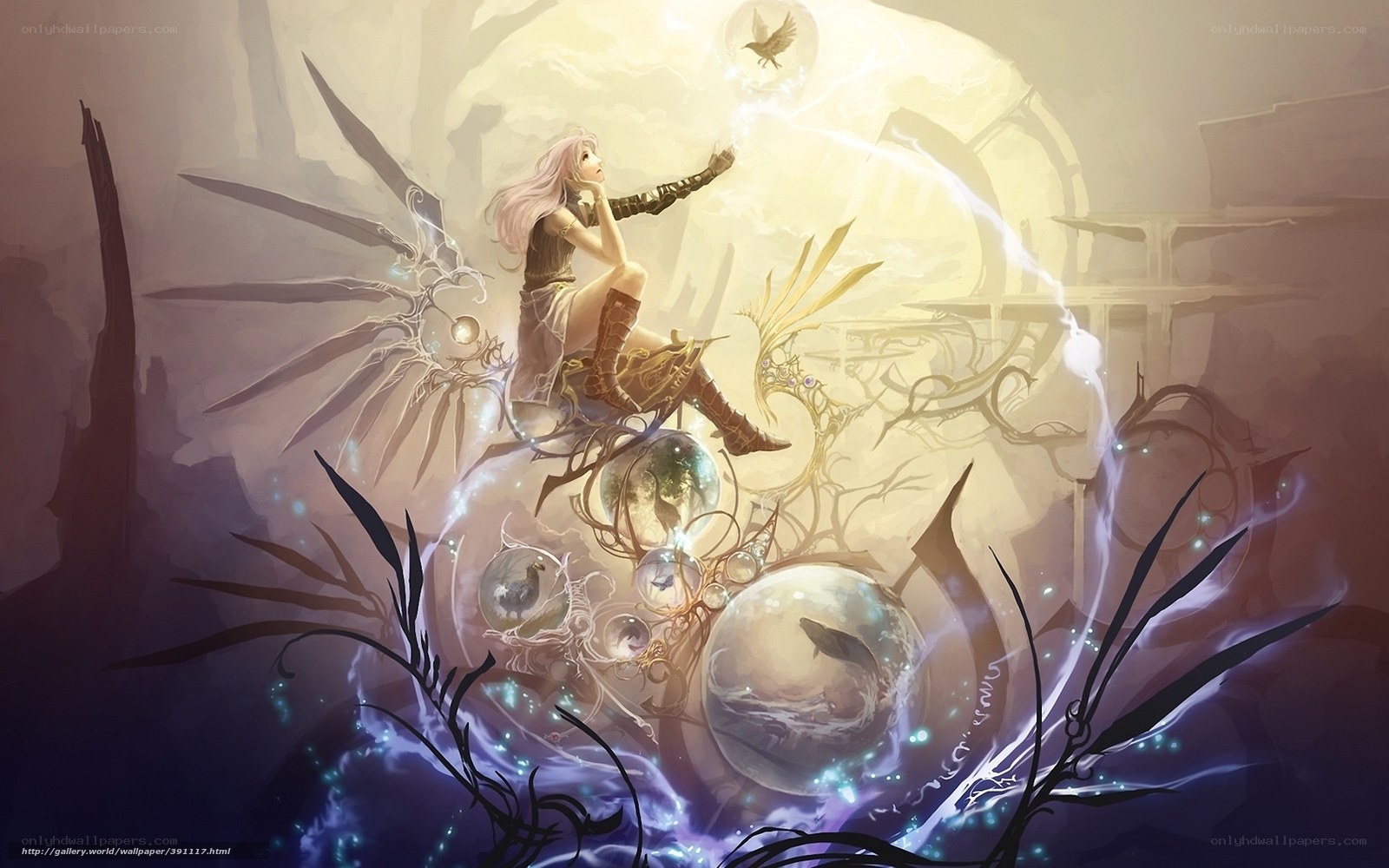 fantasy girl with glowing orbs