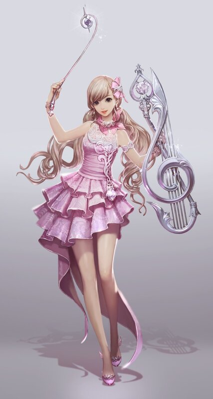fantasy girl with harp and wand