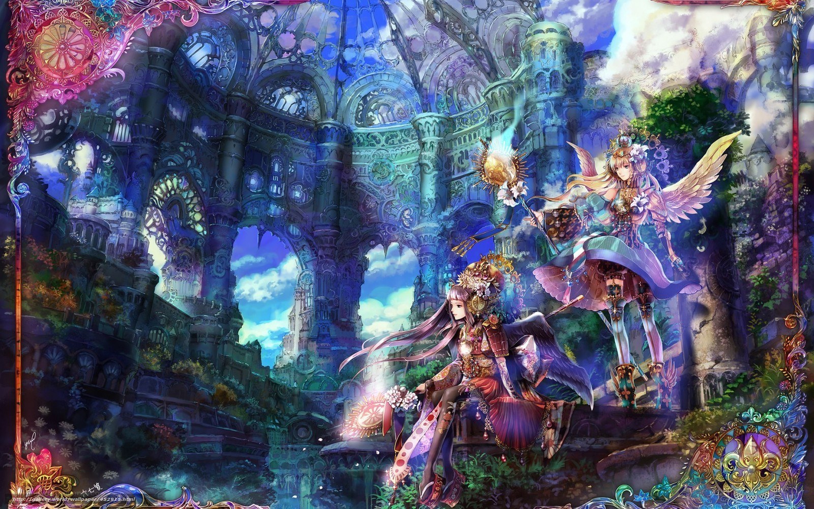 Fantasy girls in a magical ruin