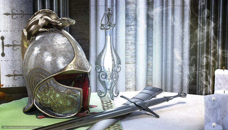 Fantasy helmet and sword