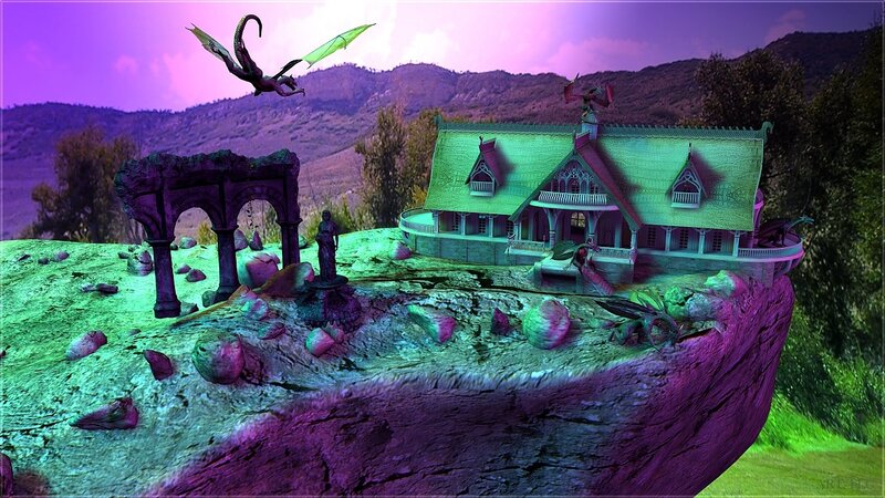 Fantasy house on a cliff