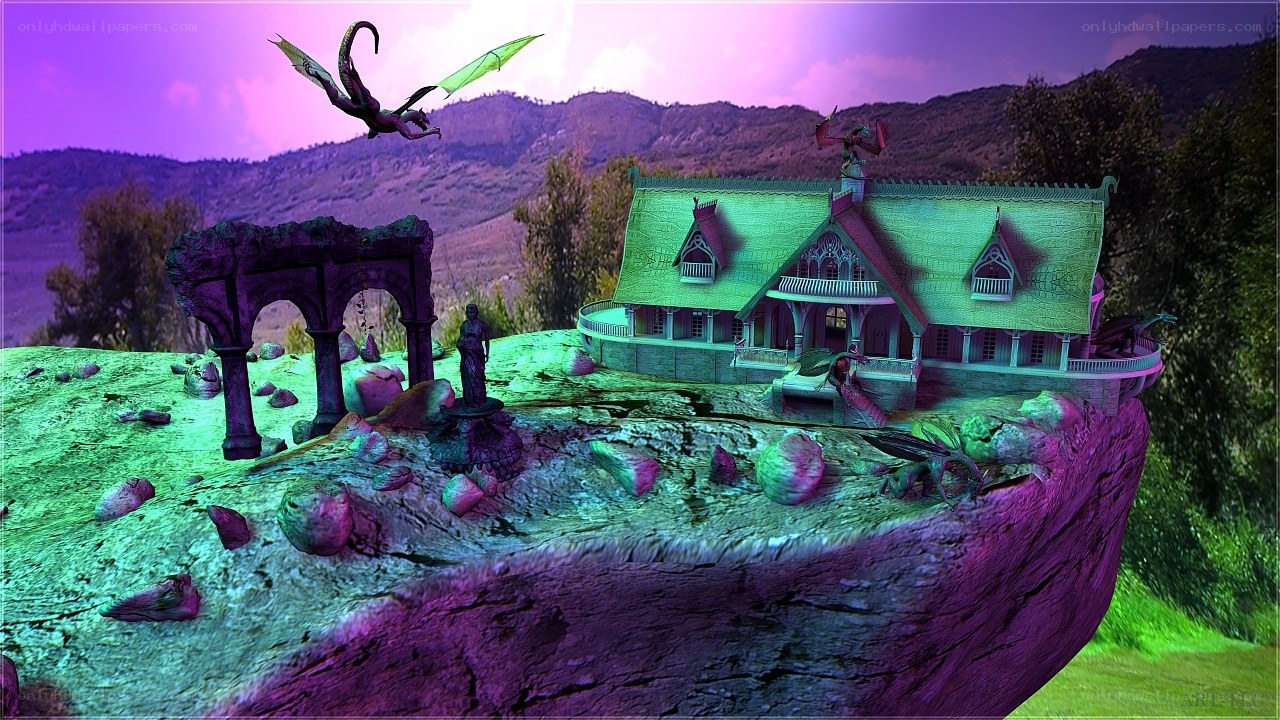 Fantasy house on a cliff