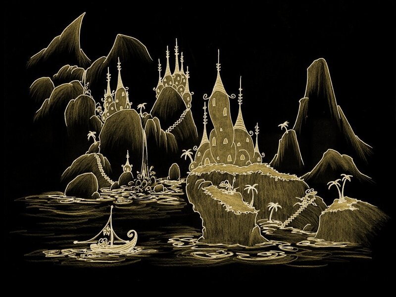 fantasy island with castle