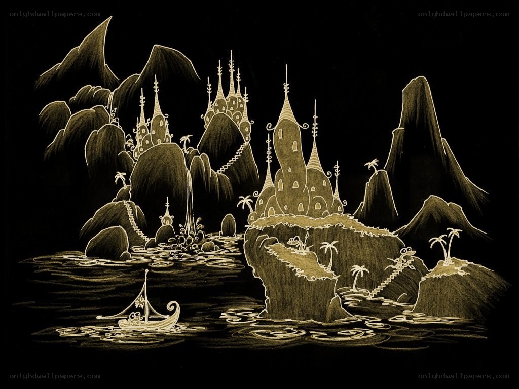 fantasy island with castle