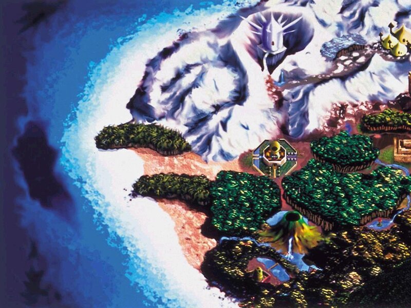 fantasy island with giant monster