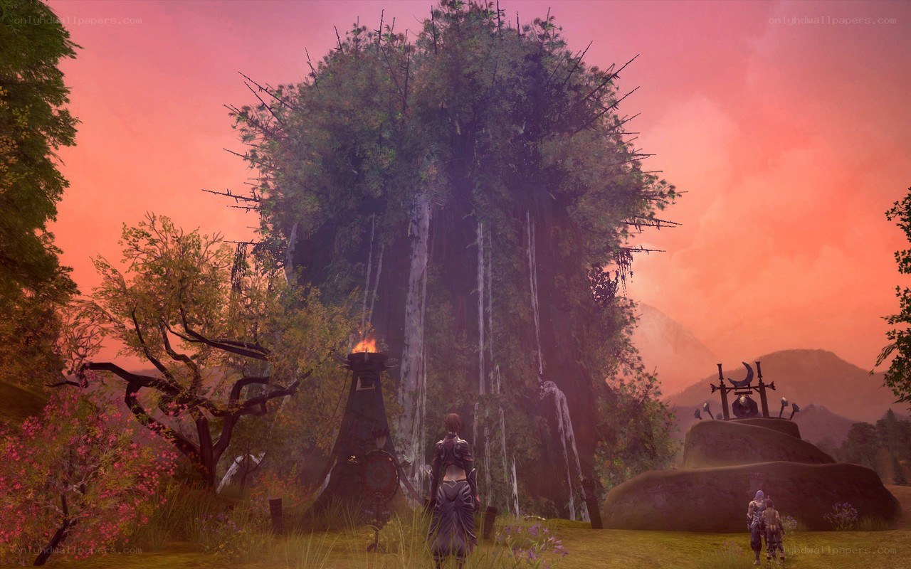 fantasy landscape at dusk