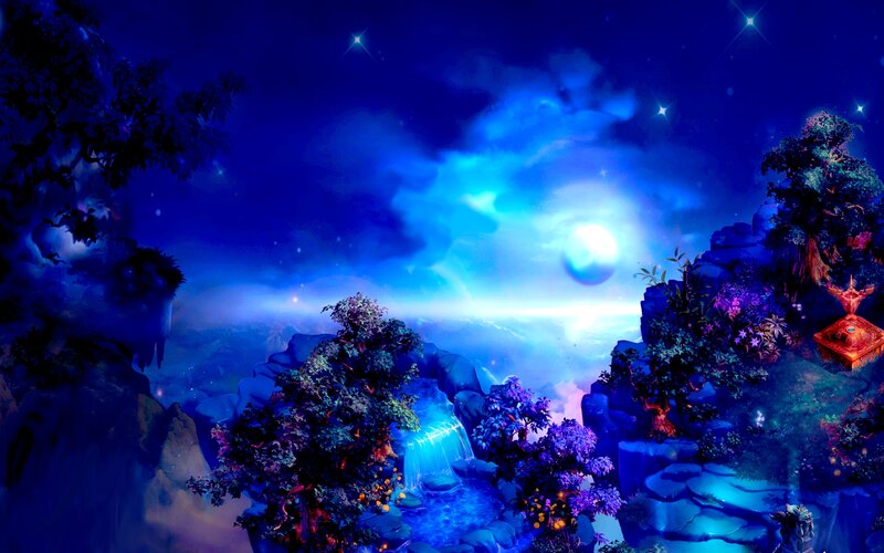 Fantasy Landscape at Night — Blue