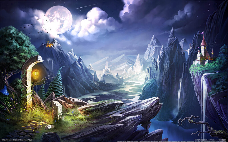 Fantasy Landscape at Night — Purple