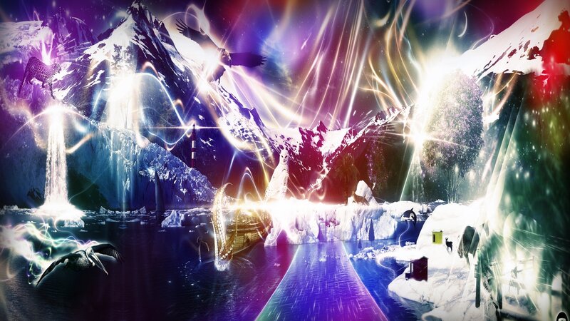 Fantasy Landscape with Animals — Purple, Dramatic