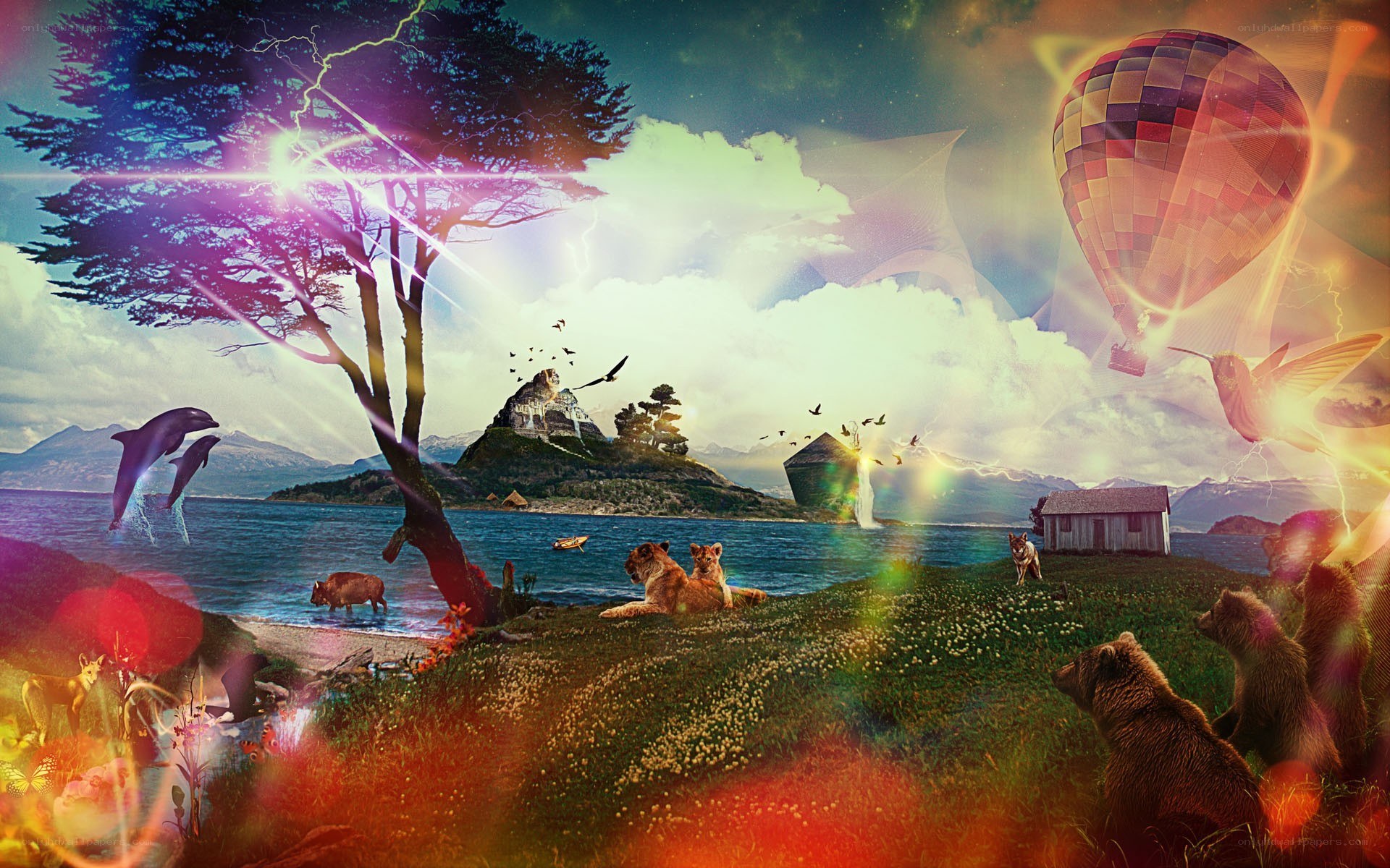 fantasy landscape with animals