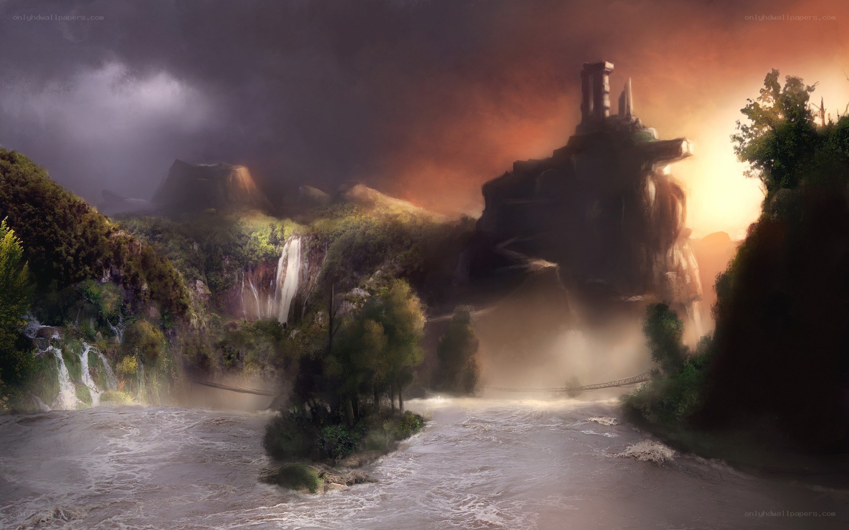 Fantasy landscape with castle