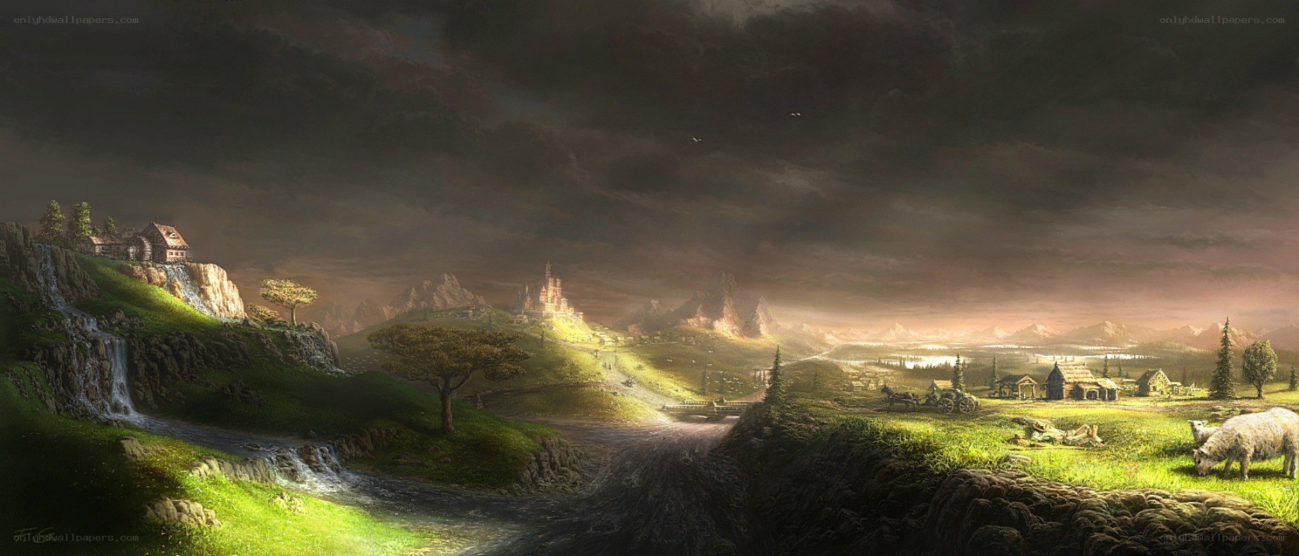 Fantasy landscape with castle