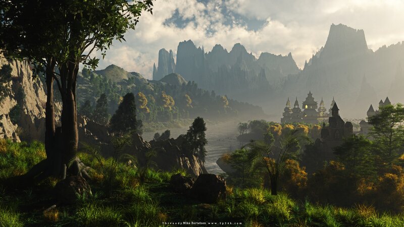 Fantasy landscape with castle
