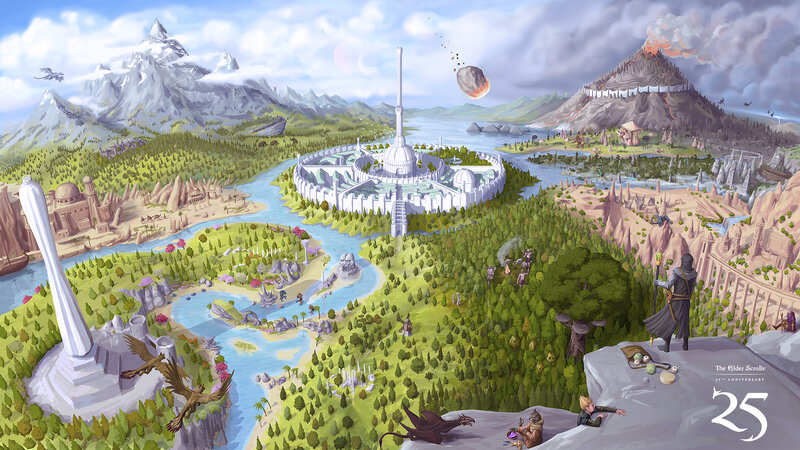 Fantasy Landscape with City — Green