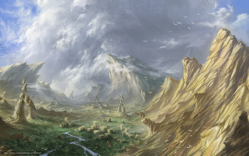 Fantasy landscape with city