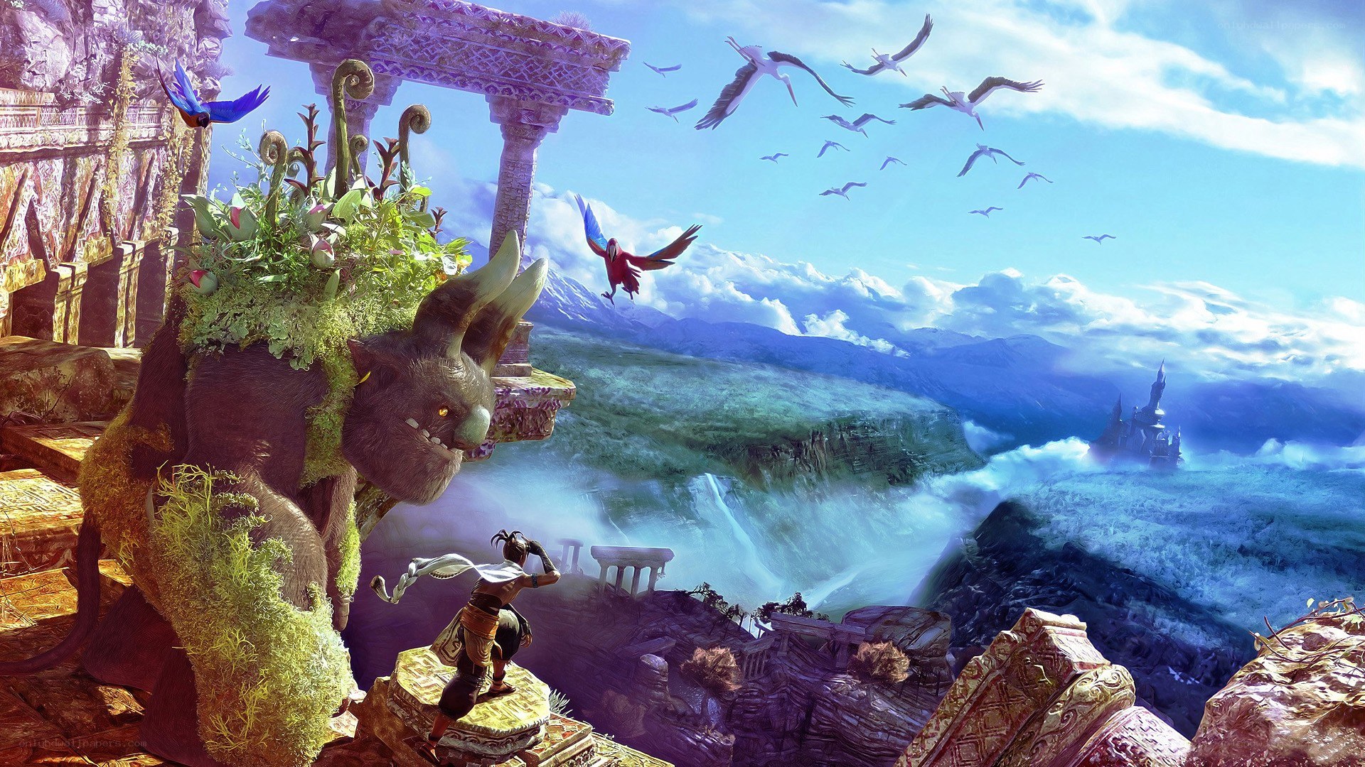 fantasy landscape with creature