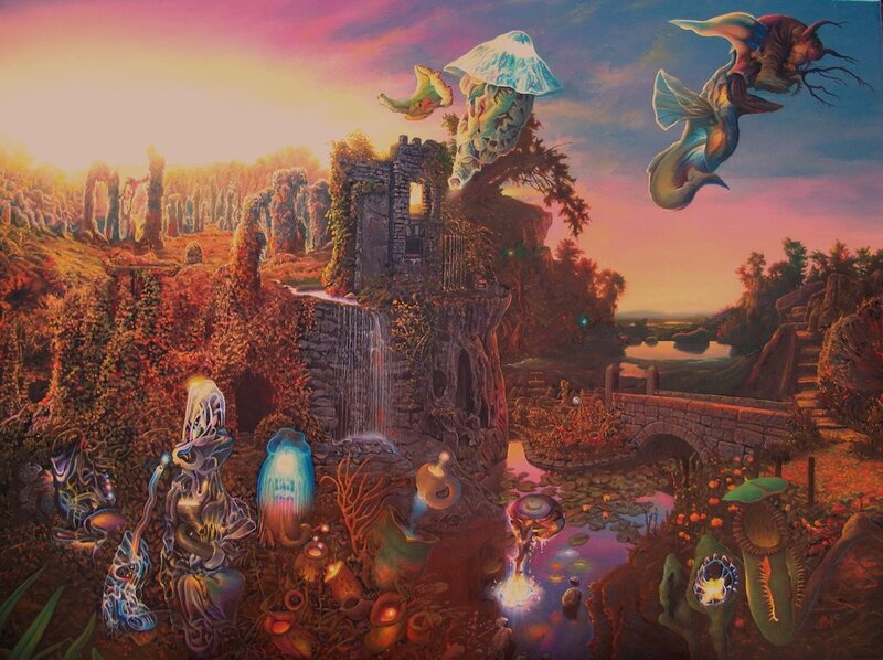 Fantasy landscape with creatures