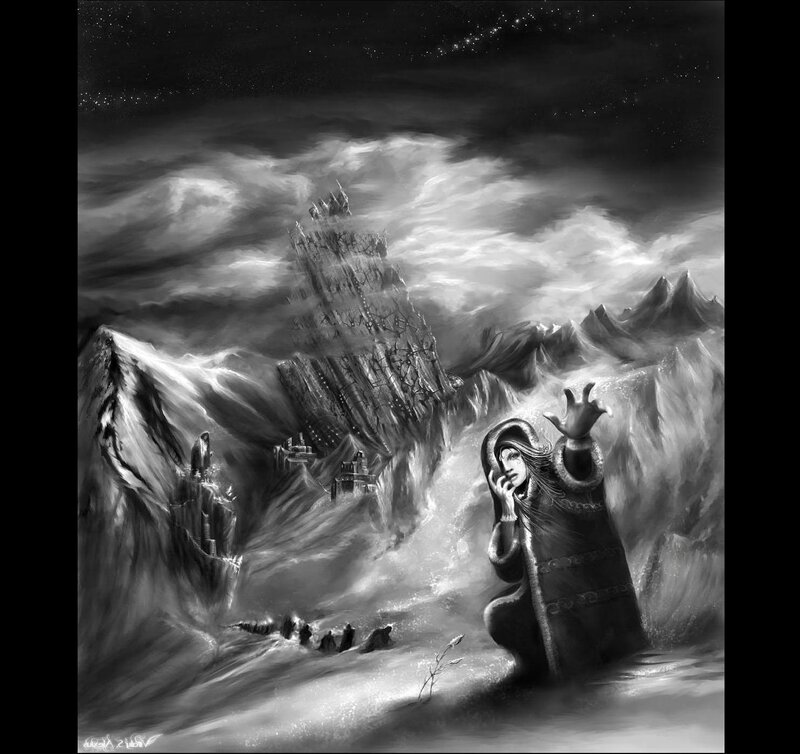 fantasy landscape with figure