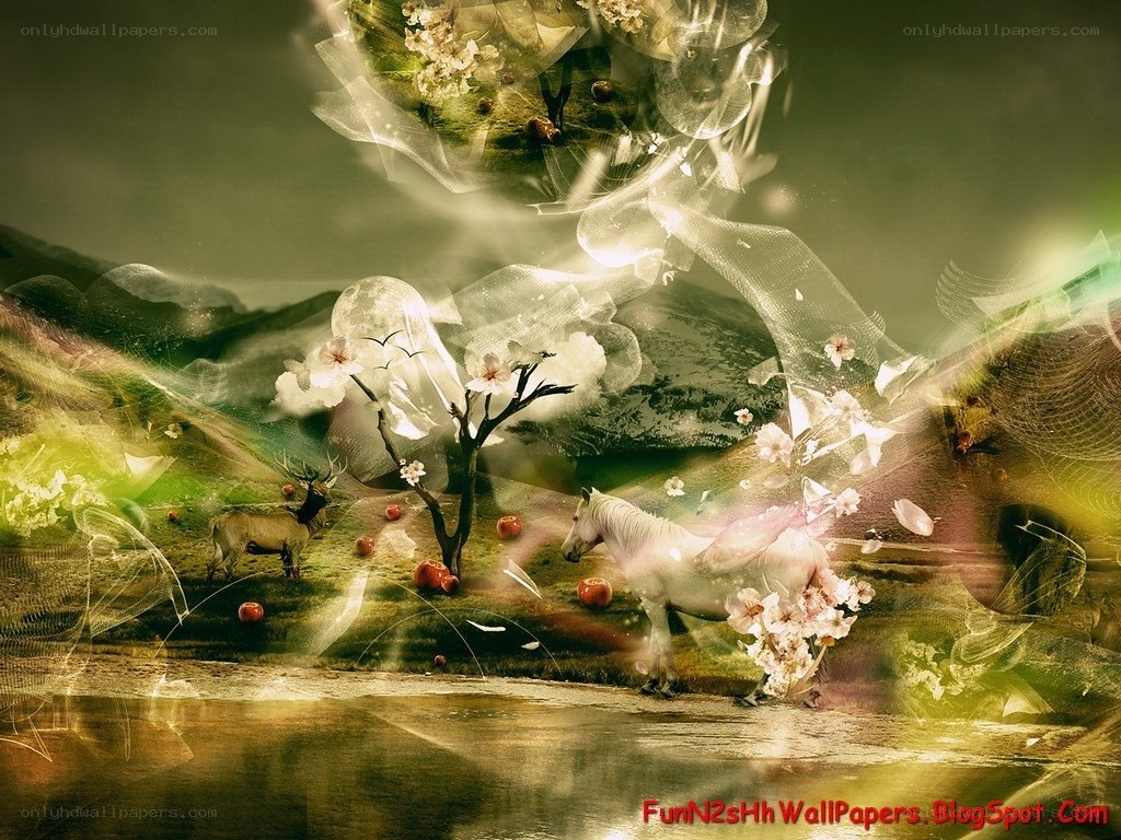 fantasy landscape with horse