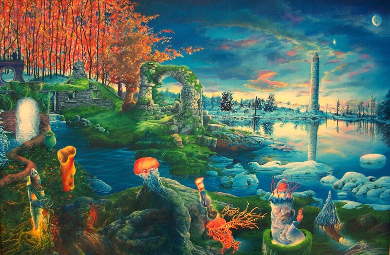 Fantasy landscape with lighthouse
