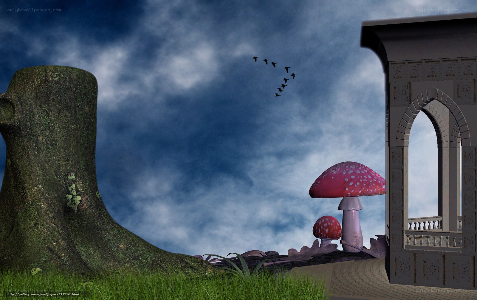 Fantasy landscape with mushrooms