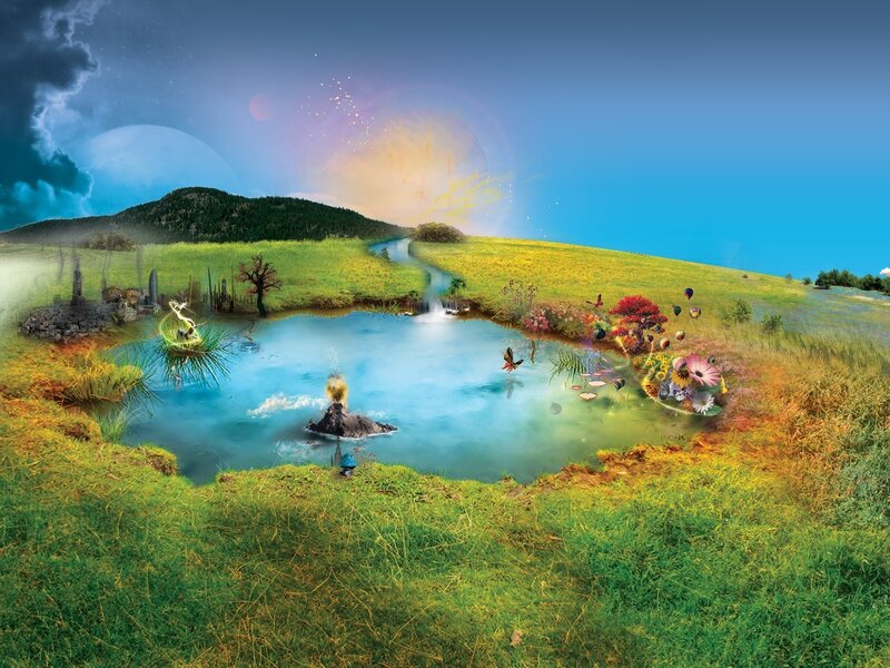 Fantasy Landscape with Pond — Green, Dreamy, Afternoon