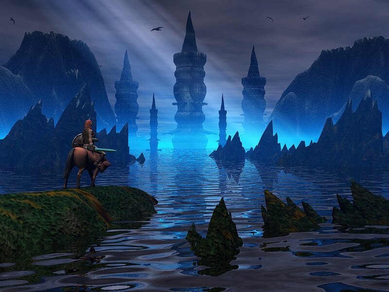 fantasy landscape with rider