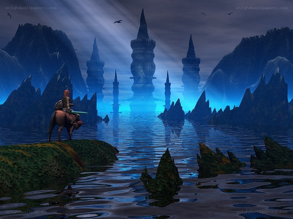 fantasy landscape with rider
