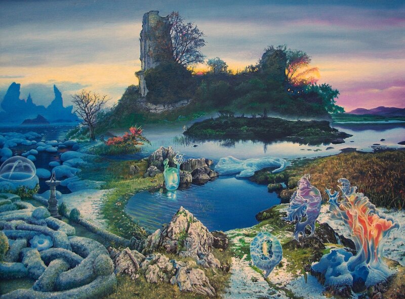 Fantasy landscape with ruins