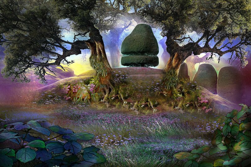 Fantasy Landscape with Trees — Purple