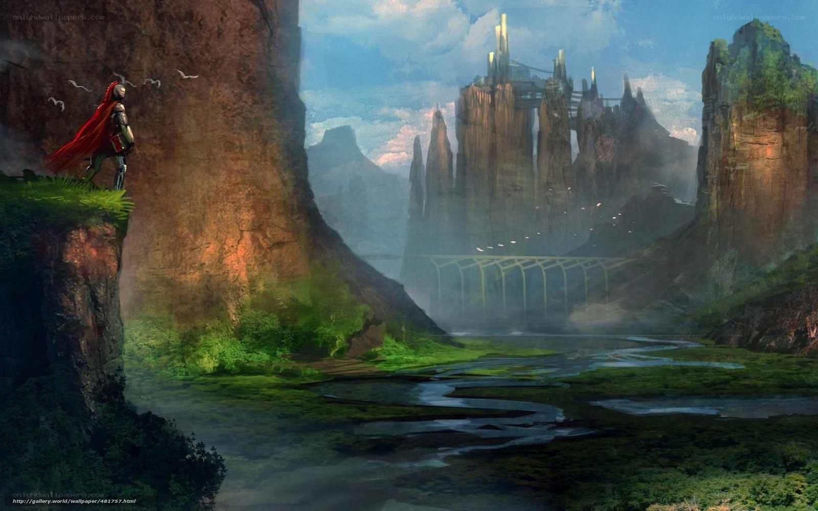 fantasy landscape with warrior