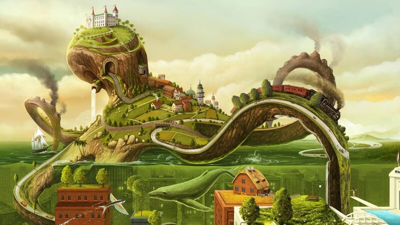 Fantasy Landscape with Whale