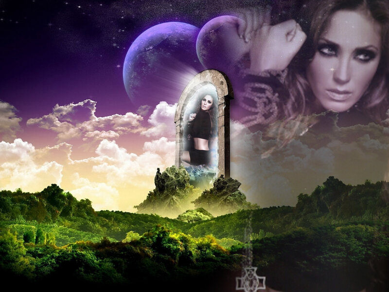 fantasy landscape with woman