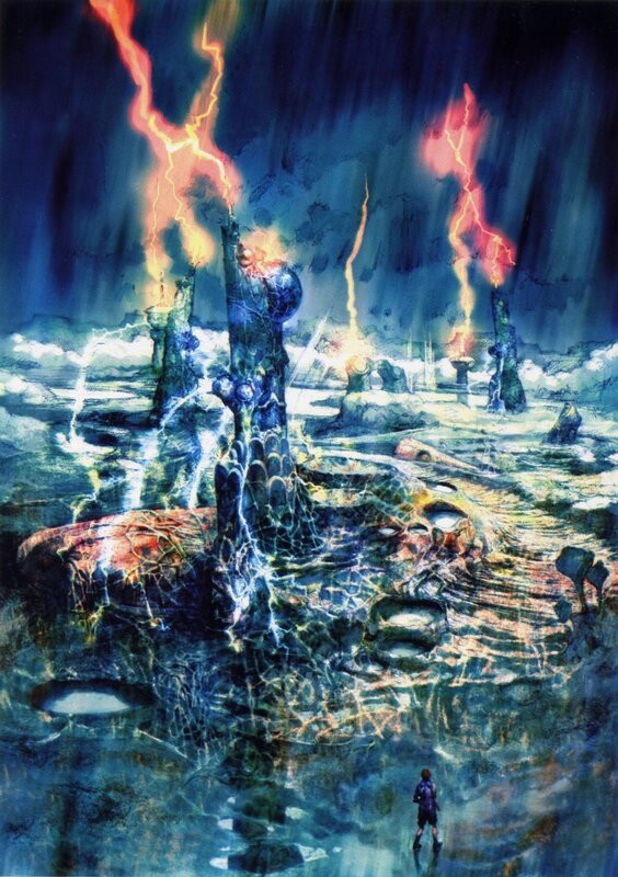 fantasy lightning storm scene