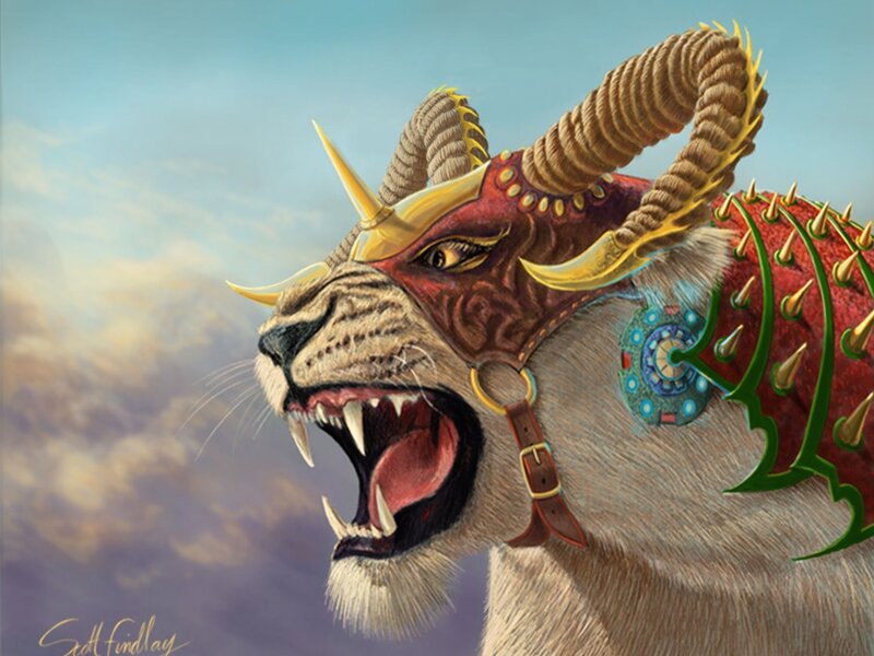 fantasy lion with horns
