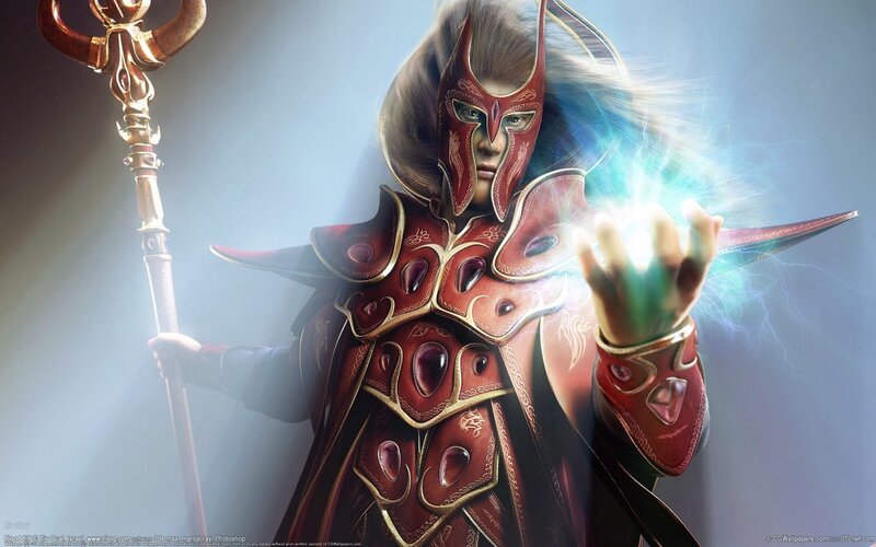 Fantasy Mage Casting Spell — Red