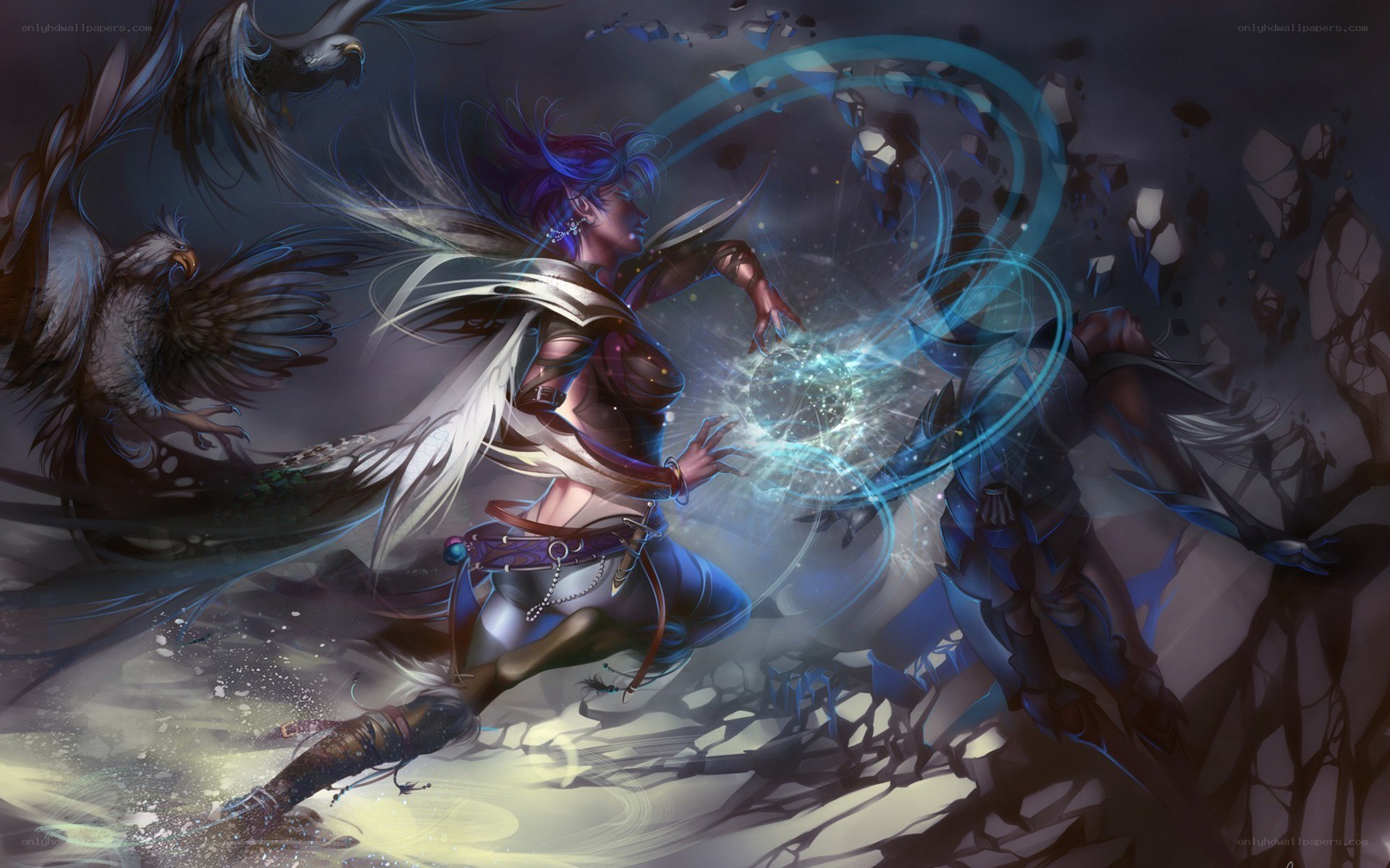 Fantasy mage in battle
