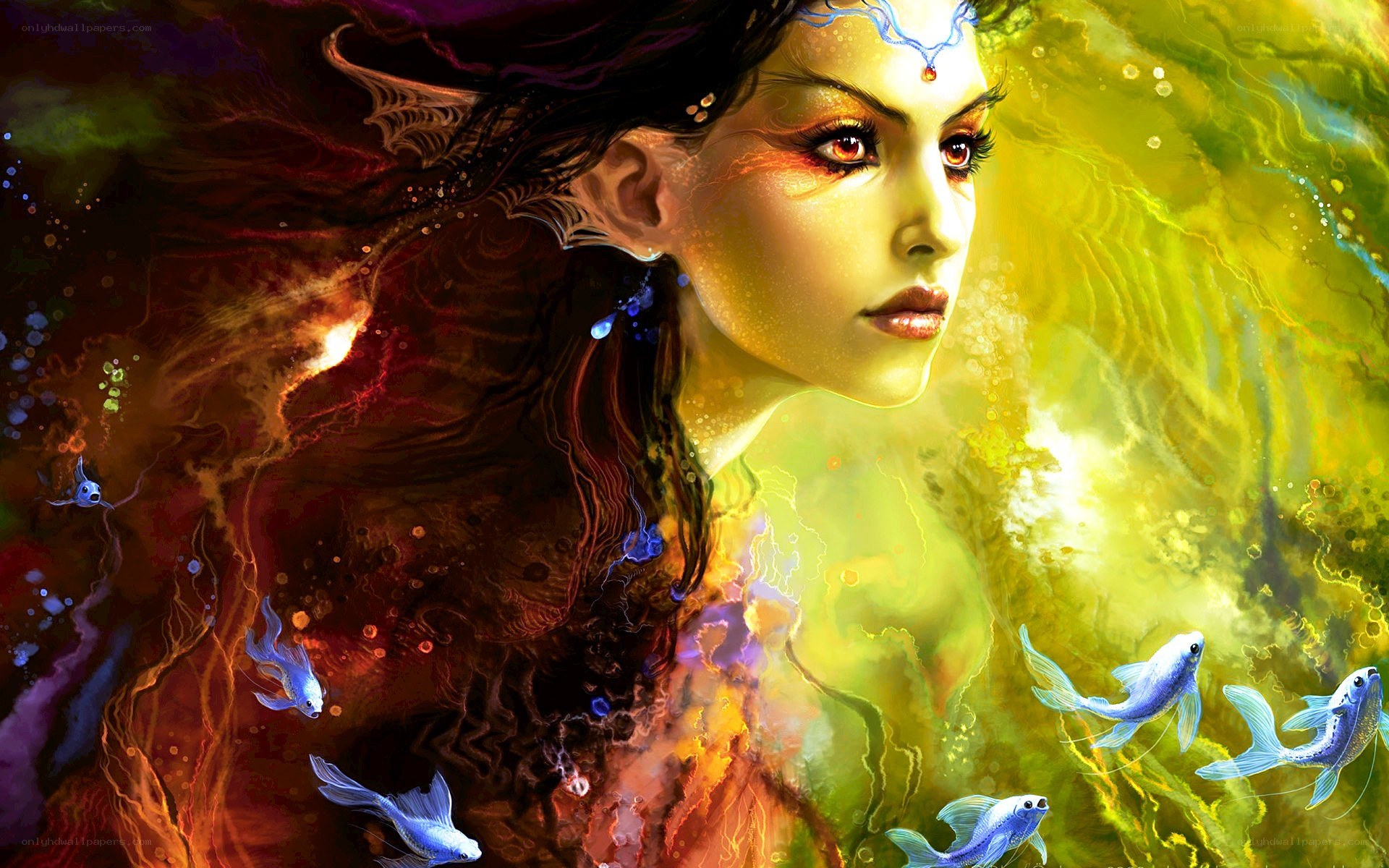 fantasy mermaid with fish