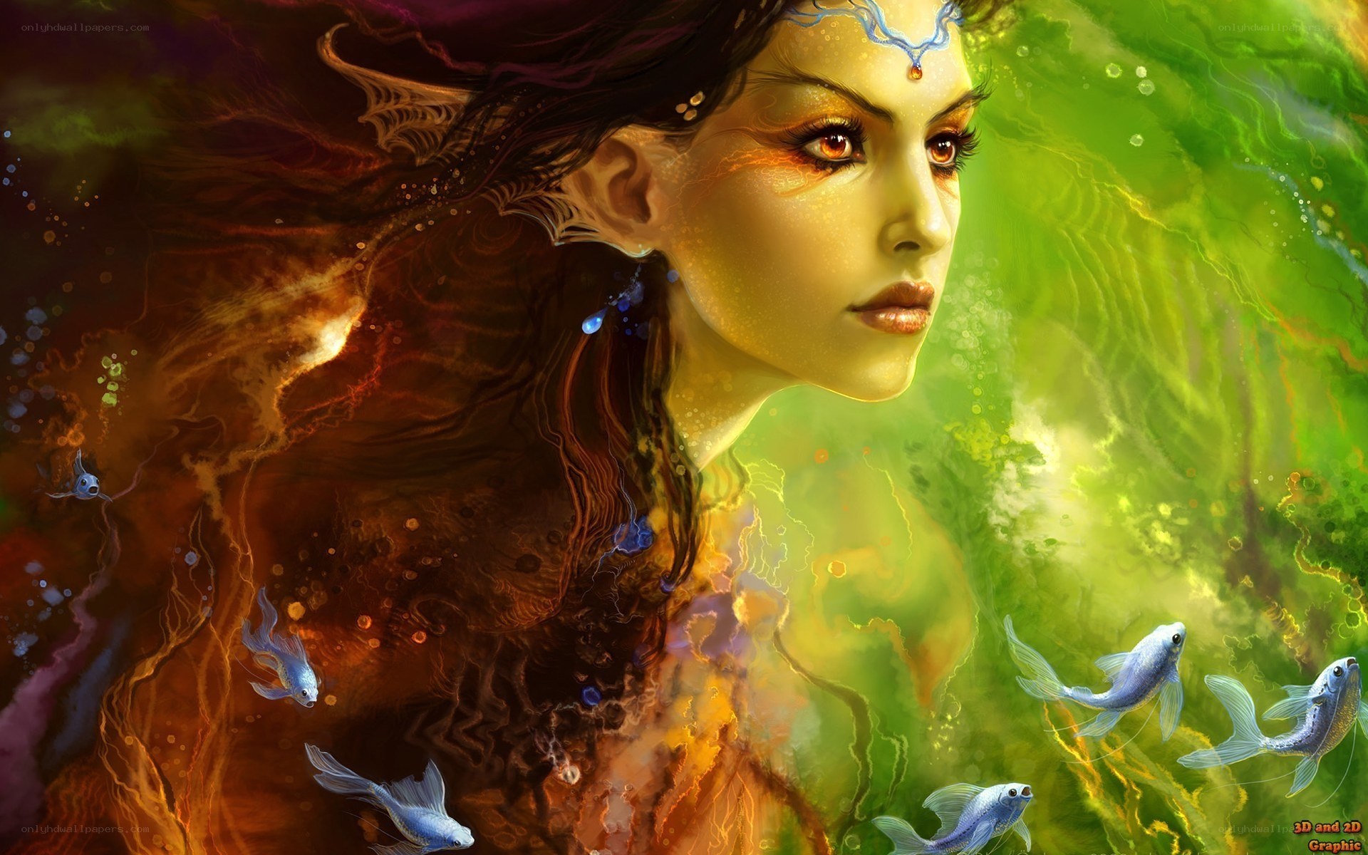 fantasy mermaid with fish