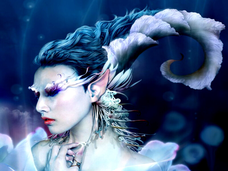 fantasy mermaid with floral horns