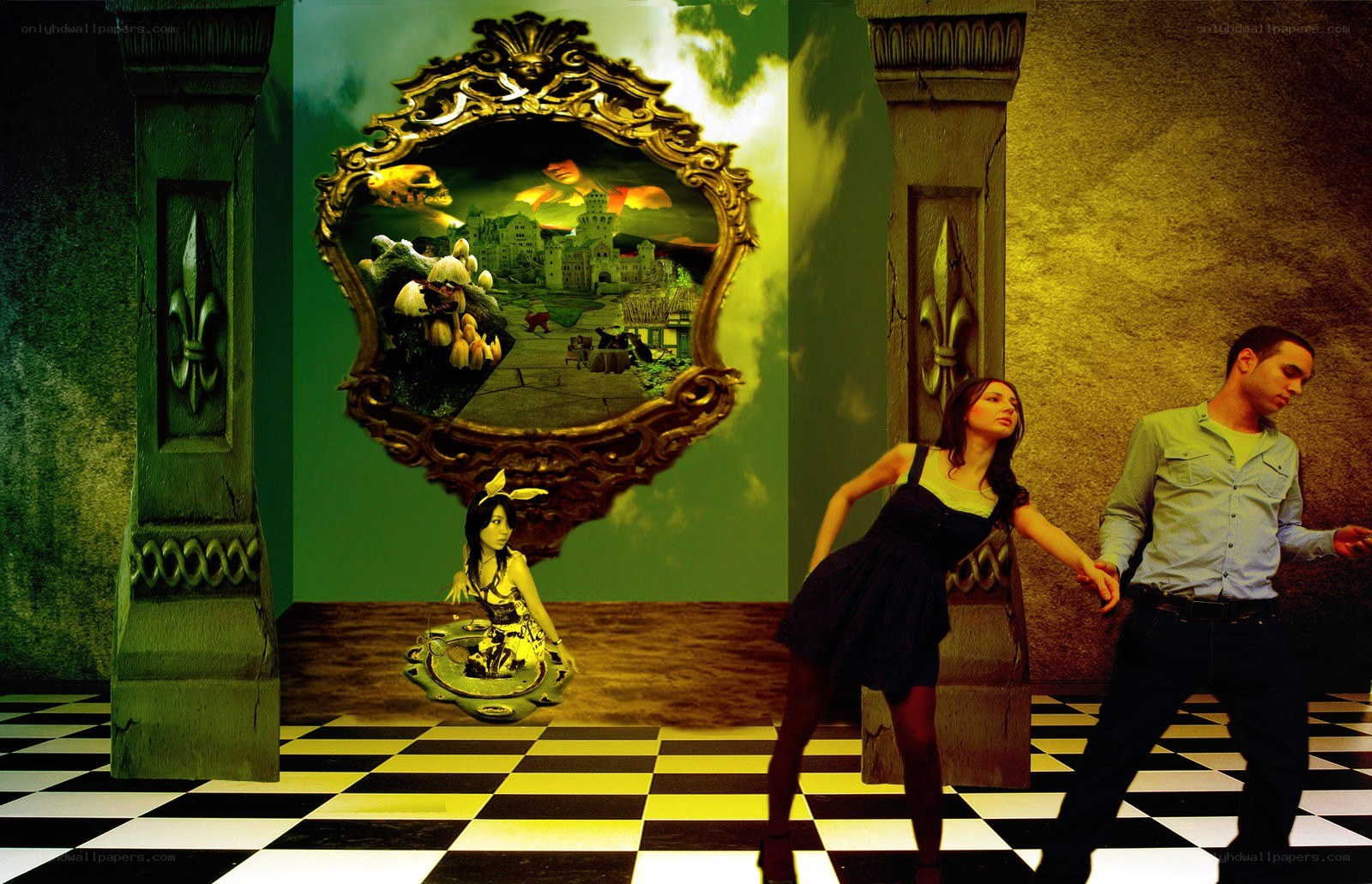 Fantasy mirror room scene