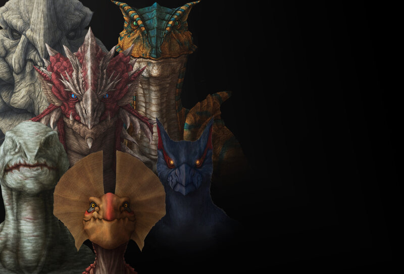 Fantasy monster heads collection