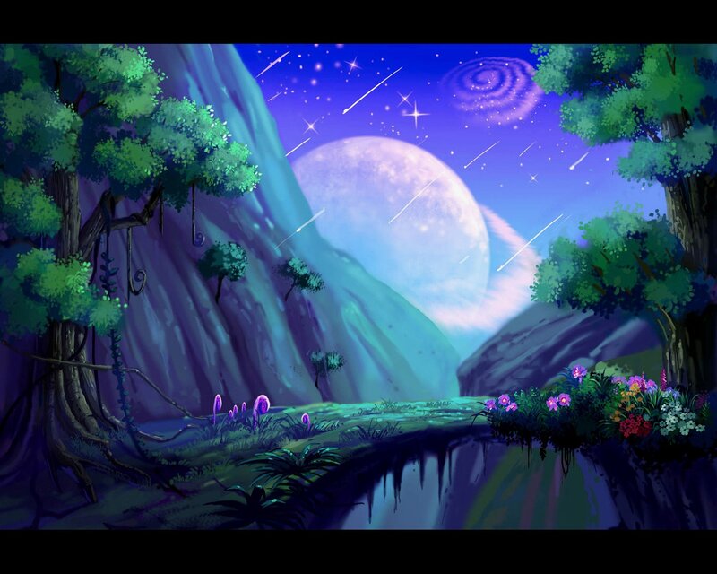 Fantasy moonlit forest