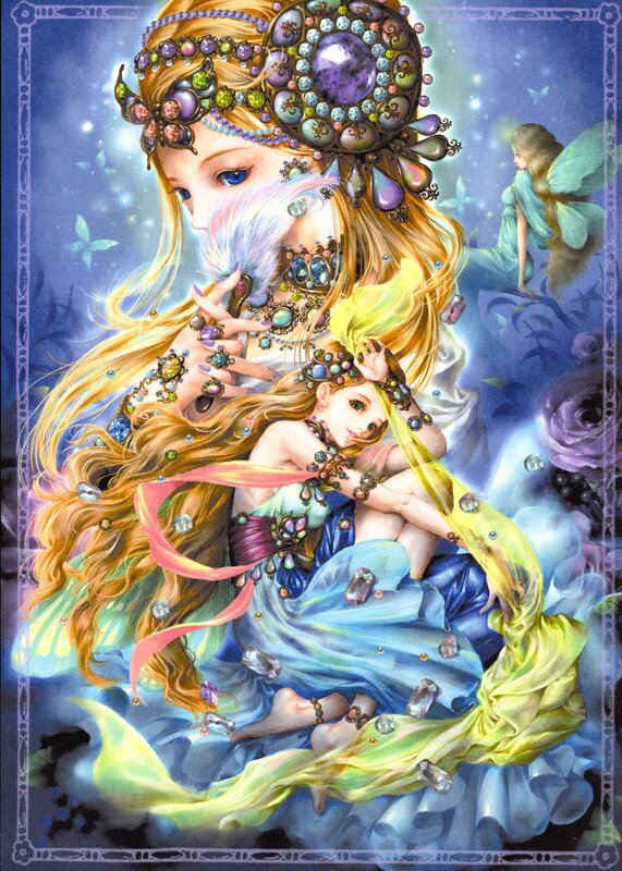 Fantasy mother and child illustration